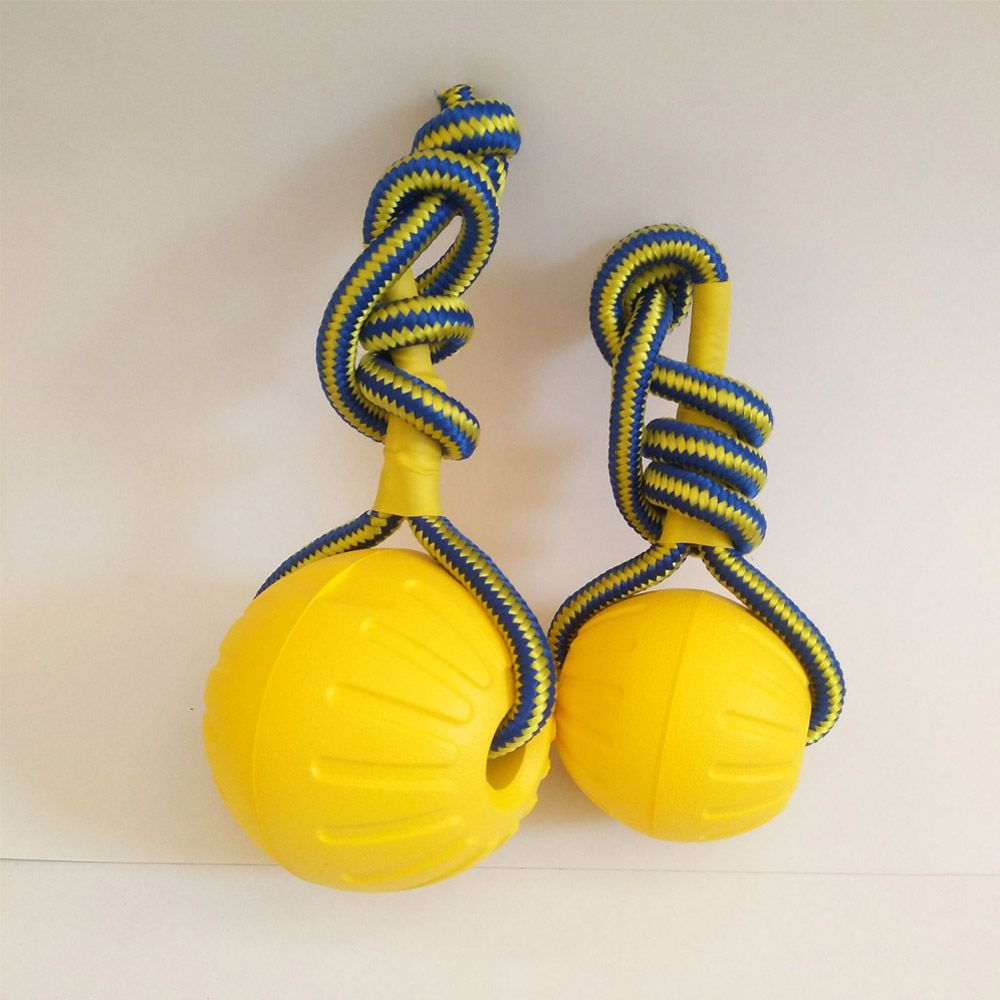Indestructible Dog Chew Toy - 7cm/9cm 노란색 불멸의 고무 공 애완