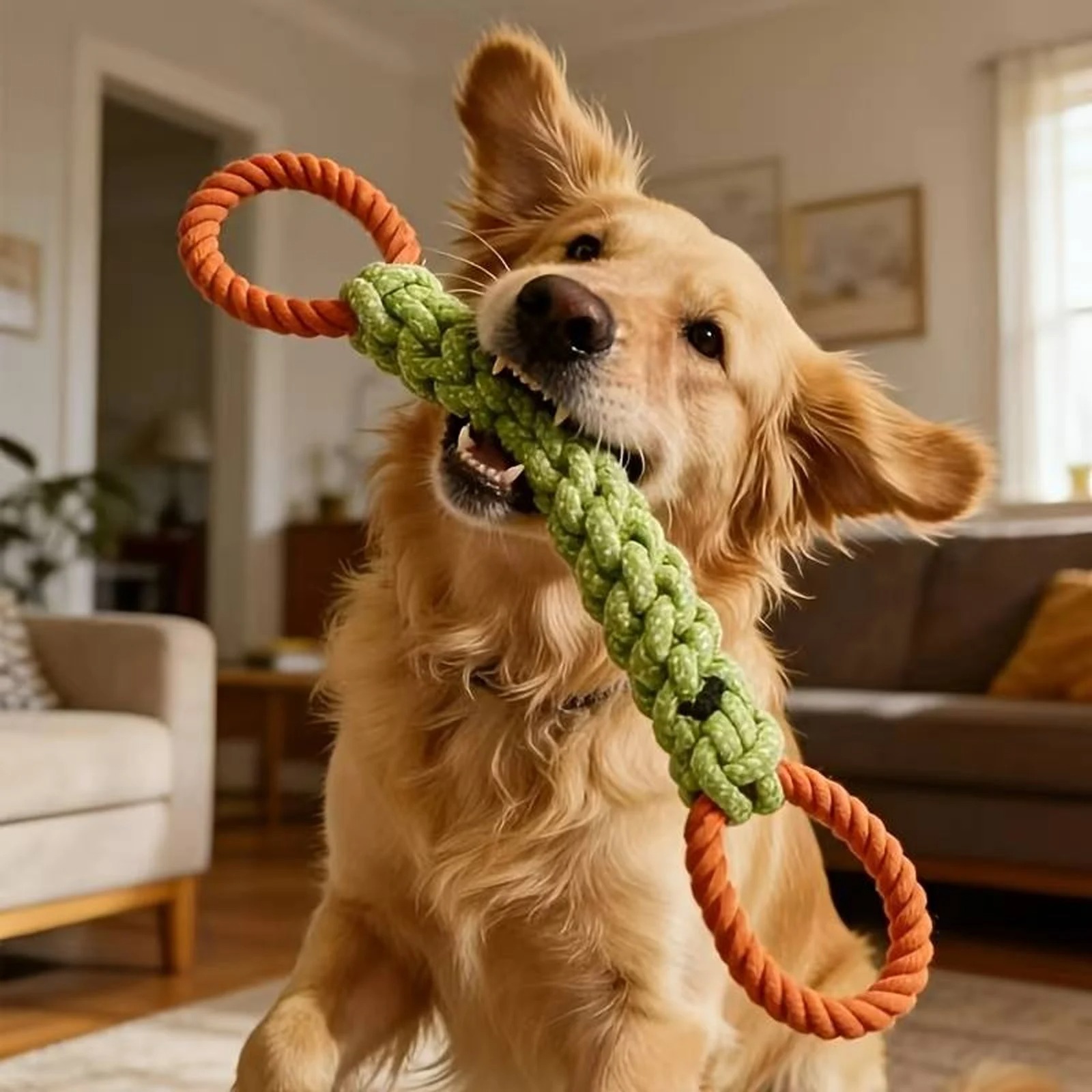 Indestructible Dog Chew Toy - 튼튼한 강아지 로프 매듭 장난감, 강아지