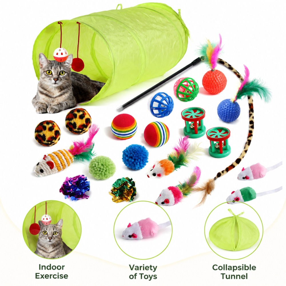 Catnip Interactive Plush Mouse - 새끼 고양이 놀이 장난감 모음 세트: