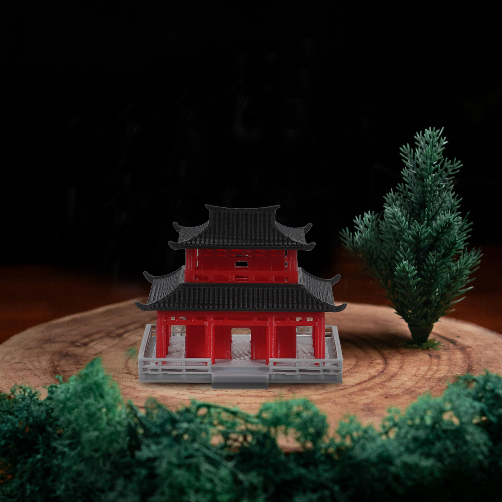고대 중국풍 검정색과 빨간색 파빌리온 미니어처 풍경 수 - Aquarium 리뷰 및 가격