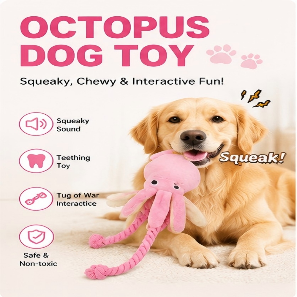 거대한 봉제 문어 모양 강아지 씹기 장난감, 튼튼한 면 - Dog Rope Toy Aggressive Chewers 리뷰 및 가격