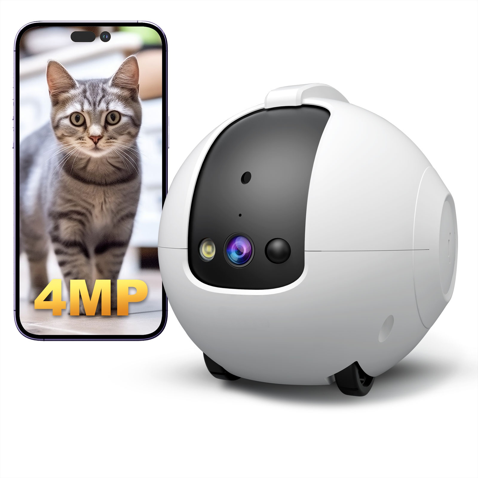 애완동물 카메라 로봇, 4MP 해상도, 양방향 오디오, - Cat Toys 리뷰 및 가격